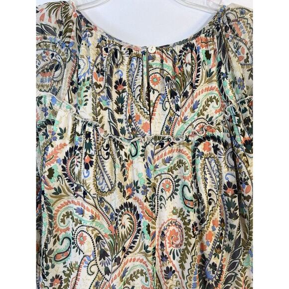 Kate and Lily Paisley Dress Tiered Round Size Long Sleeve Sz 10 Boho Fall Colors - Picture 9 of 12